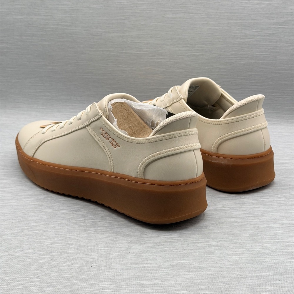 Skechers Men's 9.5 Shoes Cream Slip Ins Sneakers Gum Court Street LA 183177 - Picture 10 of 13